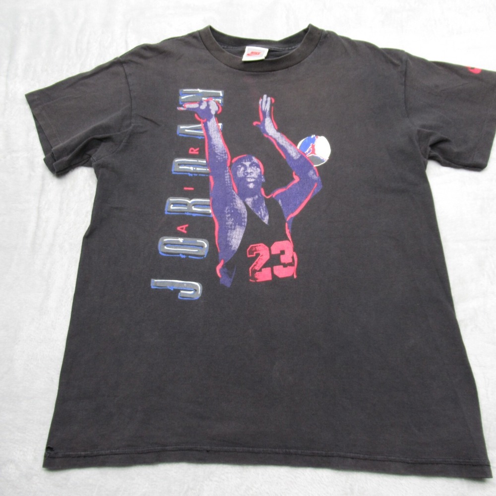 Nike Michael Jordan Shirt Youth Large 14/16 Black Short Sleeve Crew USA VTG READ